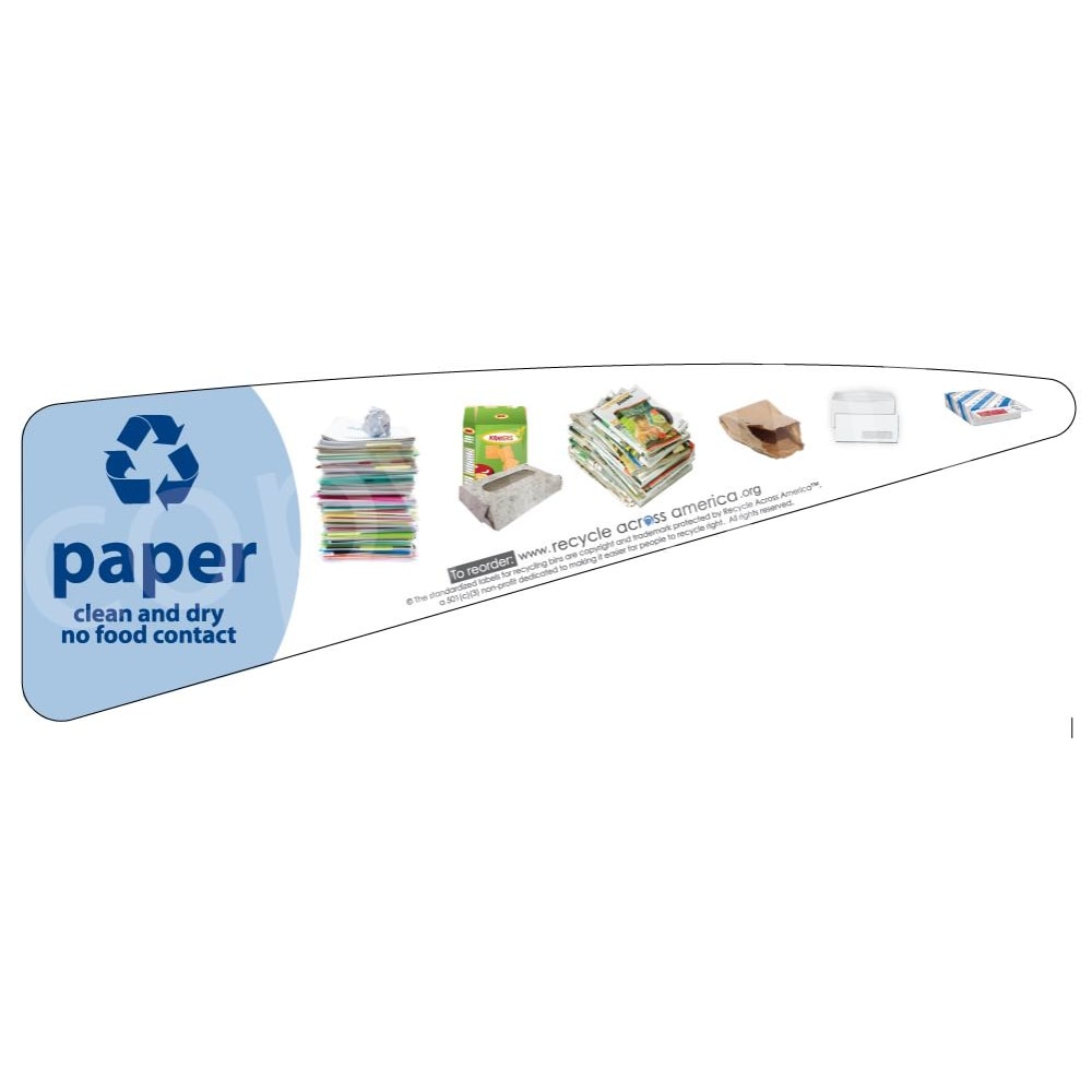 Recycle Across America Paper Standardized Recycling Labels, P-TRI, 13 3/8in x 4 5/8in, Light Blue