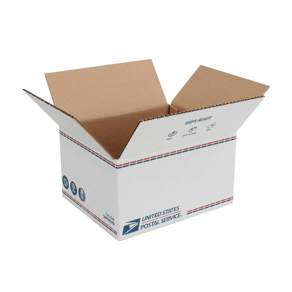 United States Post Office Shipping Box, 11in x 9in x 6in, White