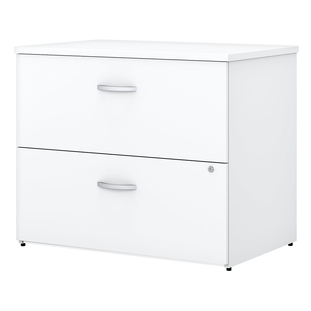 Bush Business Furniture Easy Office 35-2/3inW x 23-1/3inD Lateral 2-Drawer File Cabinet, White, Standard Delivery