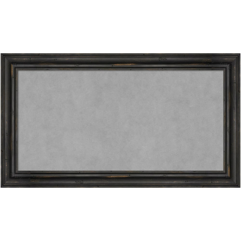 Amanti Art Narrow Magnetic Bulletin Board, Steel/Aluminum, 27in x 15in, Rustic Pine Black Wood Frame