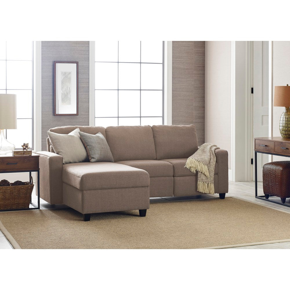 Serta Palisades Reclining Sectional With Storage Chaise, Left, Oatmeal/Espresso