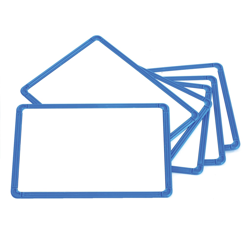 Learning Advantage Magnetic Framed Dry-Erase Whiteboards, 13in x 9 1/4in x 1/8in, Plastic Frame With Blue Finish, Pack Of 6