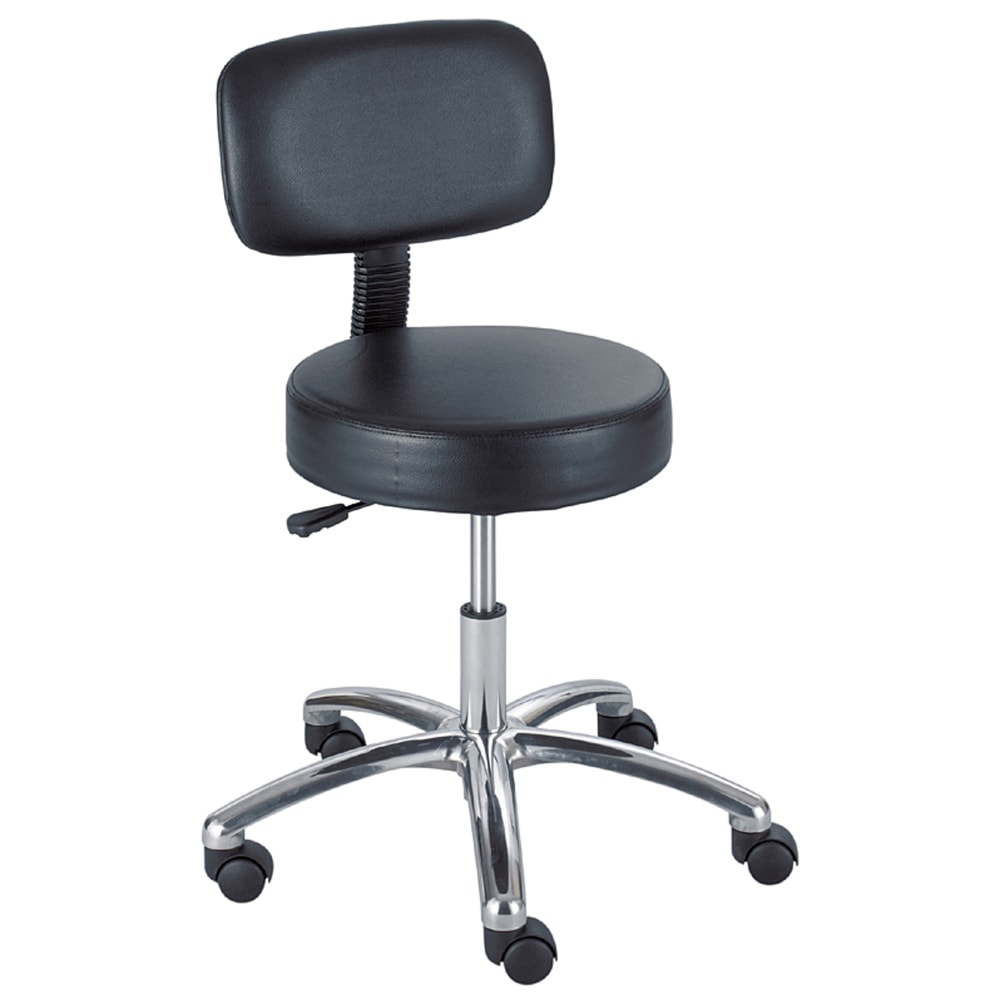 Safco Pneumatic-Lift Lab Stool With Back, Black/Chrome