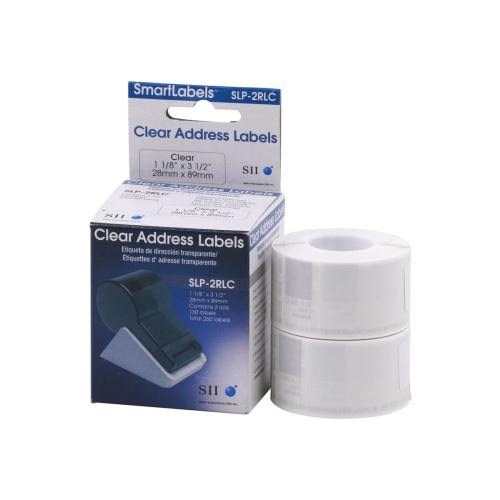 Seiko Address Labels, SKPSLP2RLC, Rectangle, 3 1/2inW x 1 1/9inL, Clear, Roll Of 130 Labels