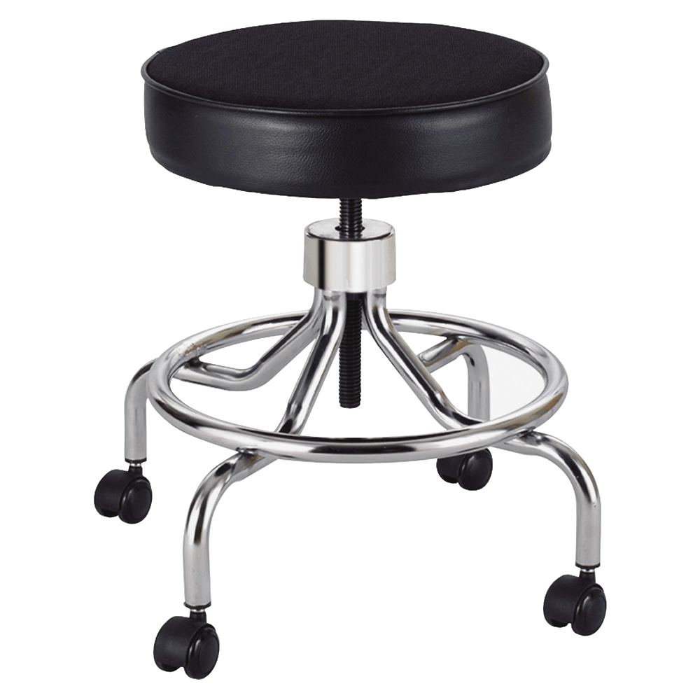Safco Screw-Lift Lab Stool, 25inH x 23inW x 23inD, Black/Chrome