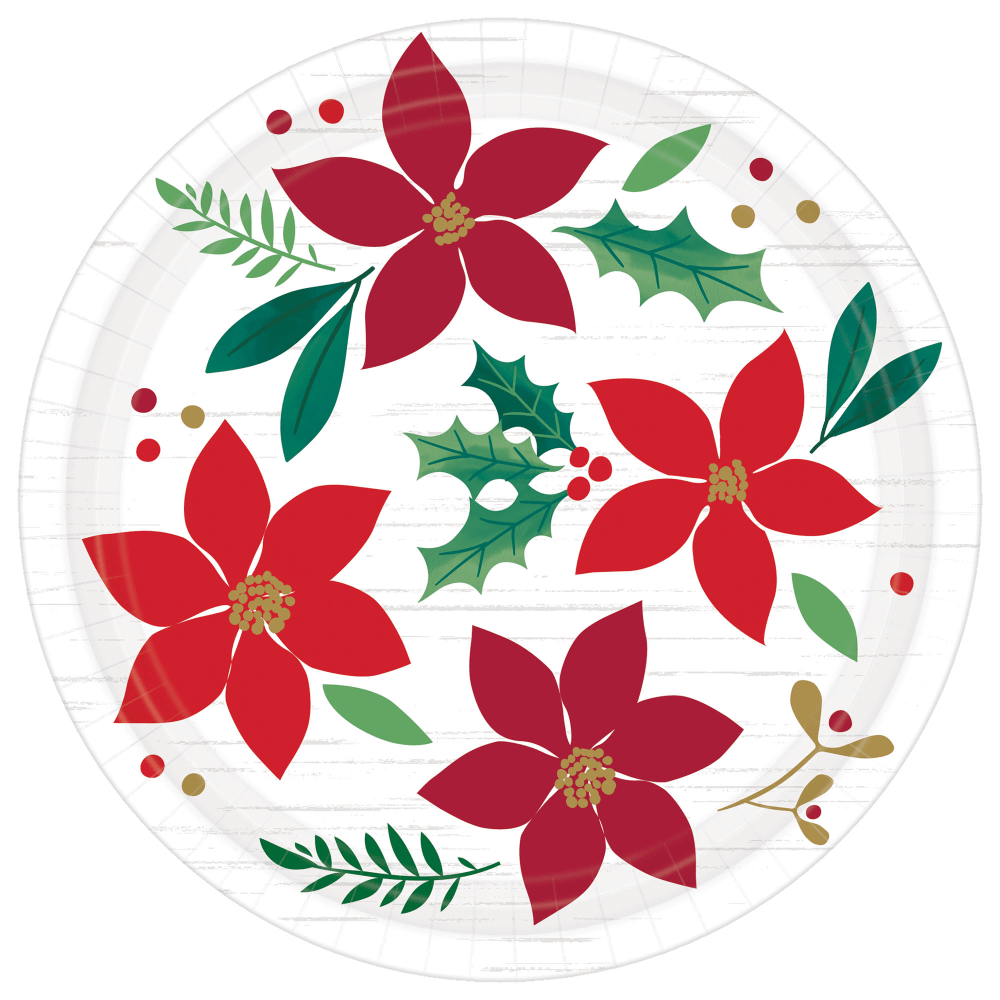 Amscan Christmas Wishes 7in Paper Plates, Red, Pack Of 48 Plates