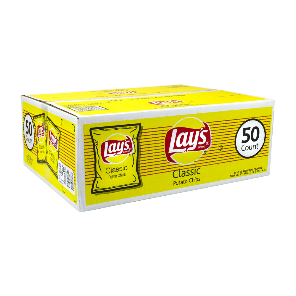 Frito-Lay Original Lays Potato Chips, 1 Oz, Box Of 50 Bags