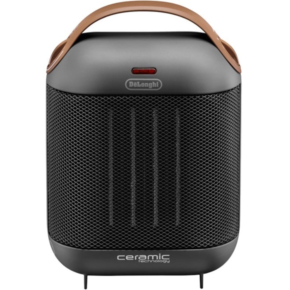 DeLonghi Capsule Compact Ceramic Heater - Gray - HFX30C15.G - Ceramic - Electric - Electric - 900 W to 1500 W - 2 x Heat Settings - 55 Sq. ft. Coverage Area - 1500 W - 120 V AC - Indoor - Portable - Gray