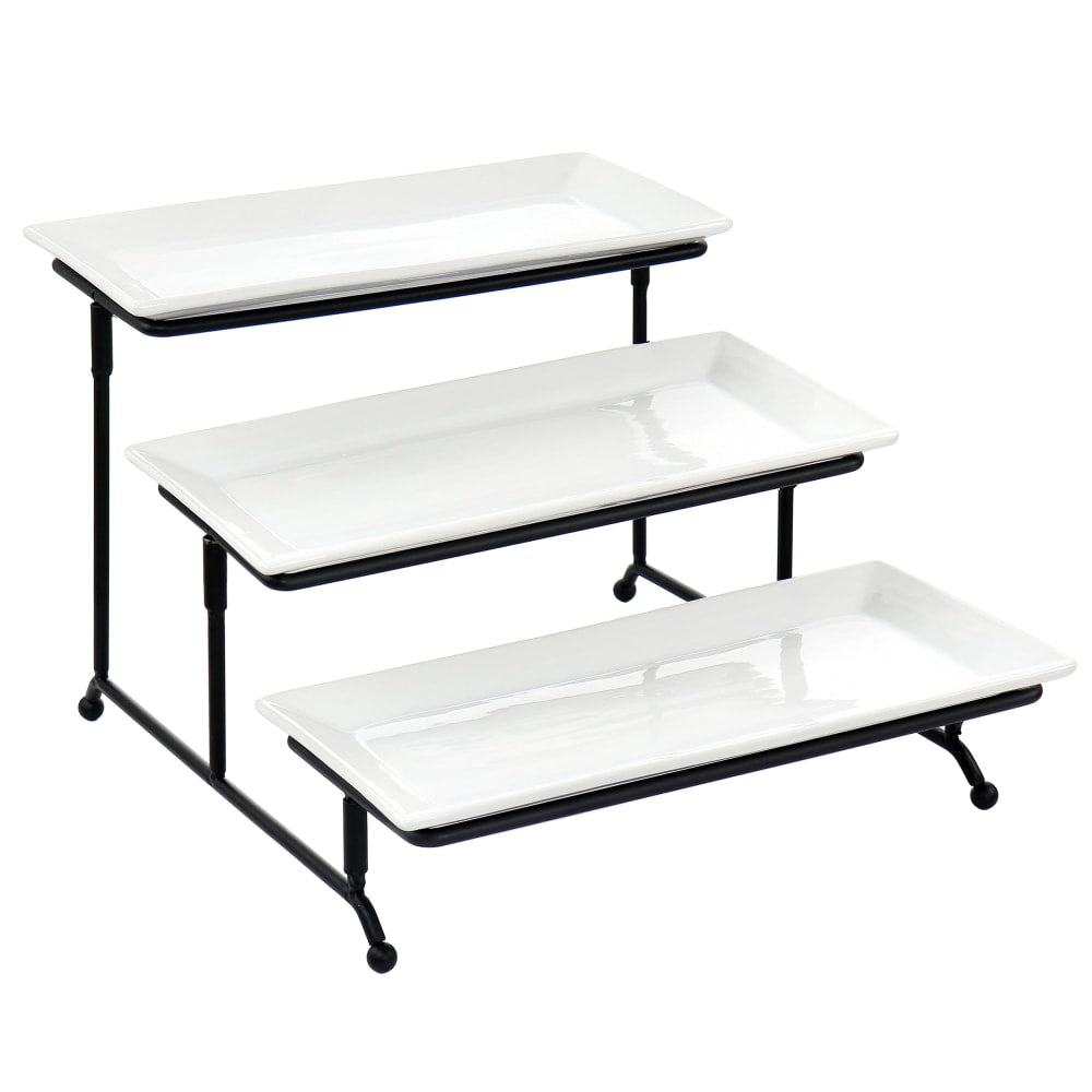 Elama 3-Tier 4-Piece Serveware Set, 12inH x 5inW, White
