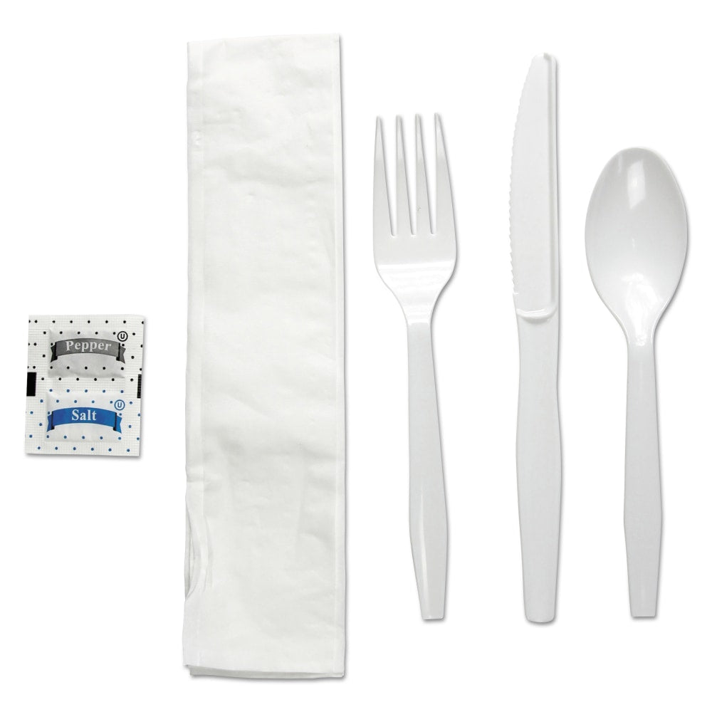 Boardwalk 6-Piece Cutlery Kits, Polystyrene, White, Pack Of 250 Kits