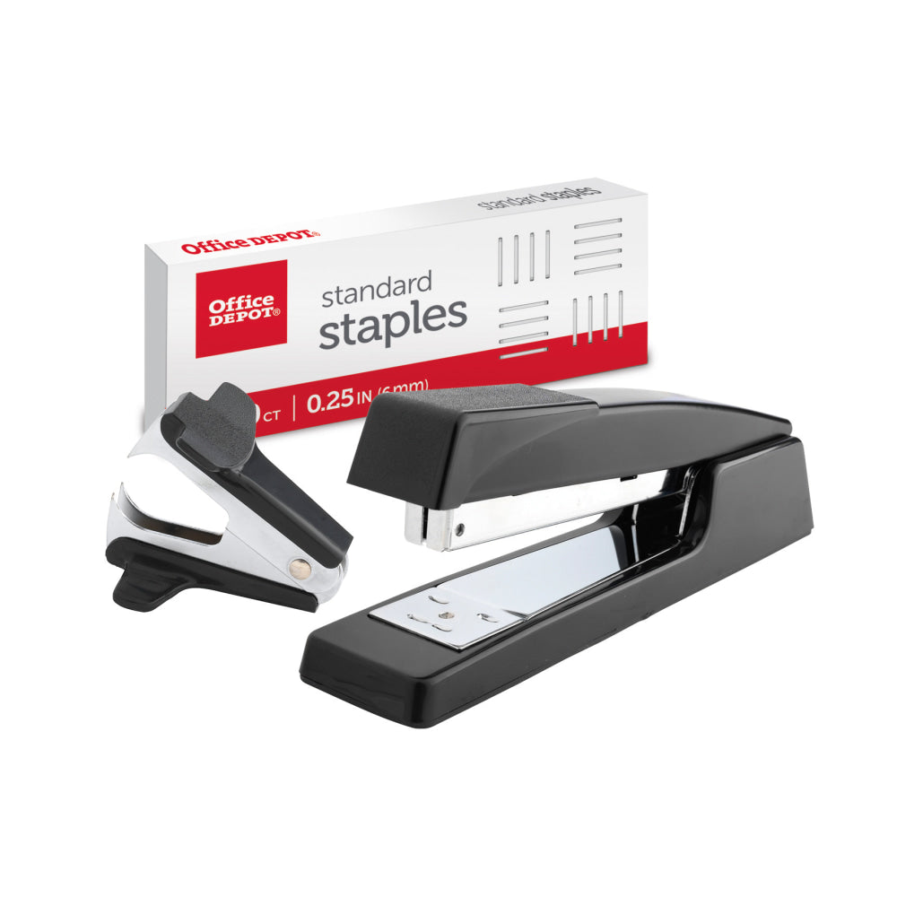 Office Depot Brand Premium Full-Strip Stapler Combo With Staples And Remover, Black