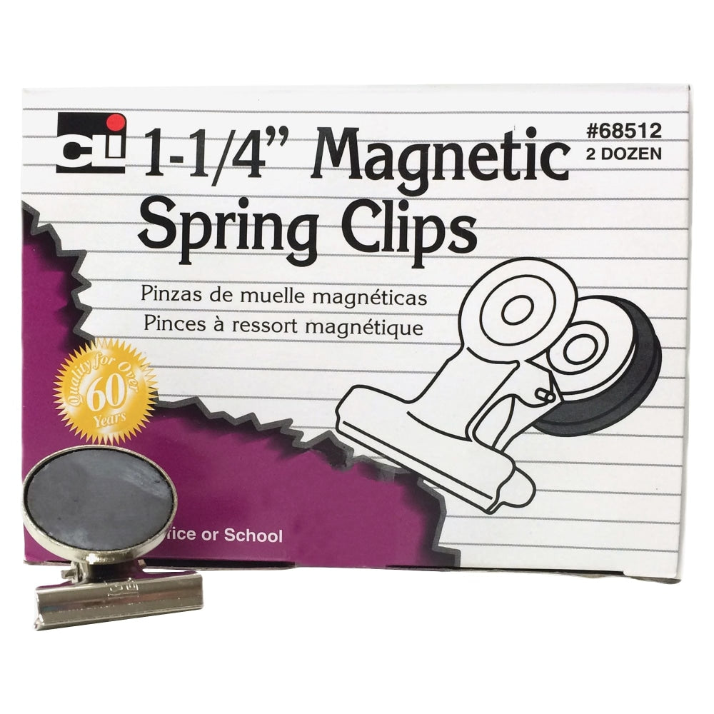 CLI Magnetic Spring Clips - 1.3in Length - 24 / Box