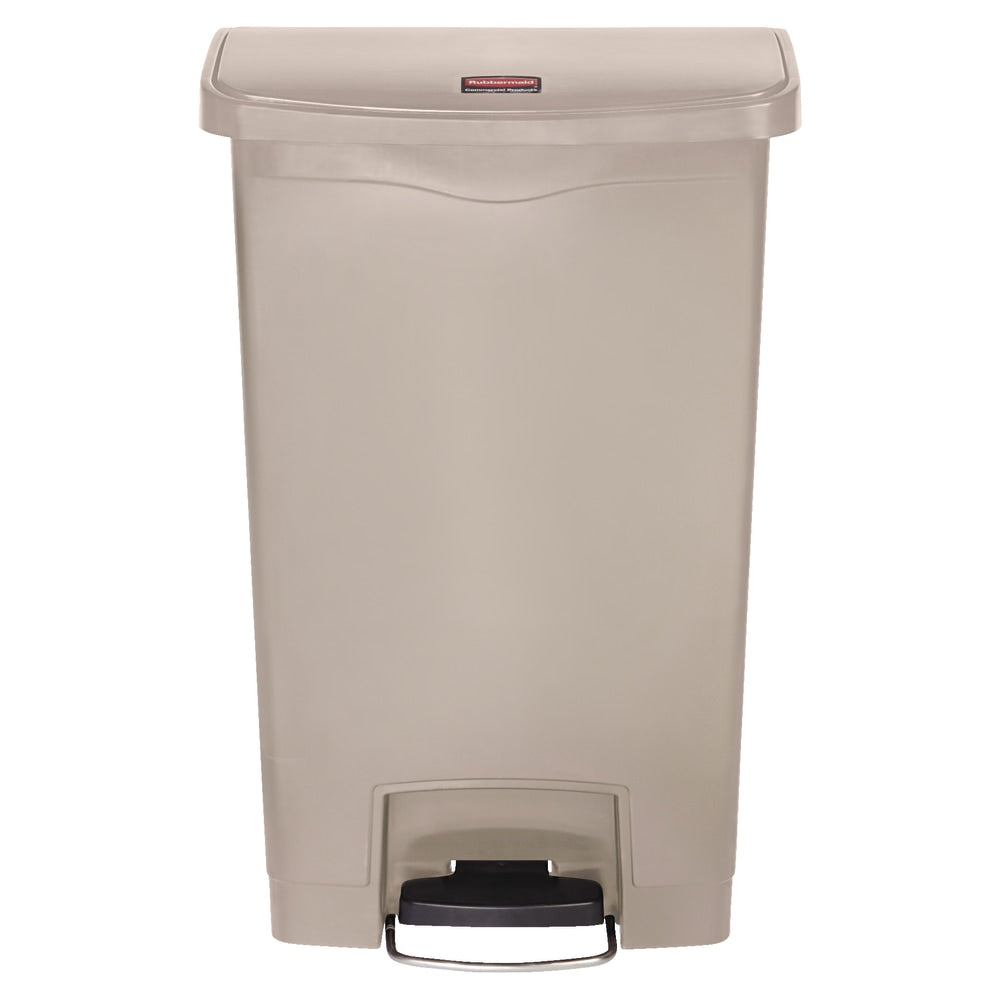Rubbermaid Slim Jim Step-On Resin Front Step Wastebasket, 13 Gallons, Beige