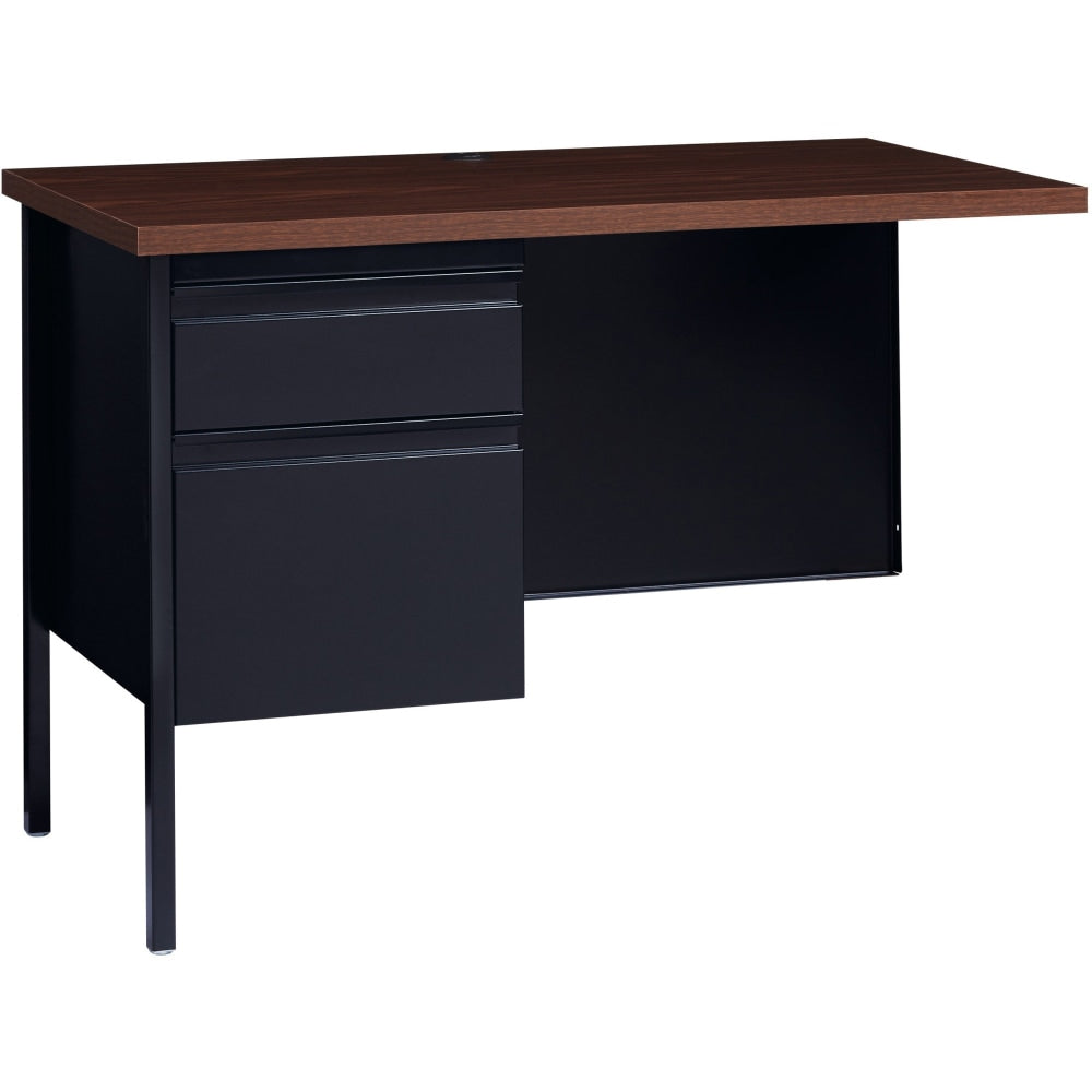 Lorell Fortress Series 42inW Steel Pedestal Return Desk, Left, Black/Walnut