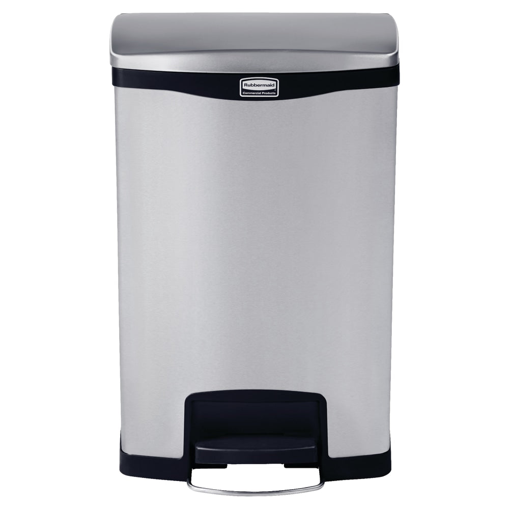 Rubbermaid Slim Jim Step-On Stainless Steel Front Step Container, 13 Gallons, Black