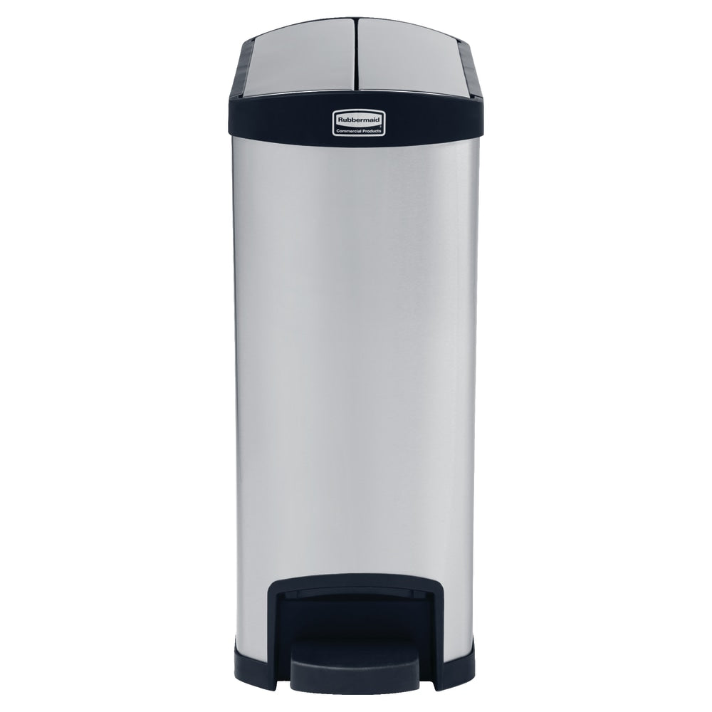 Rubbermaid Slim Jim Step-On Stainless Steel End Step Container, 13 Gallons, Black