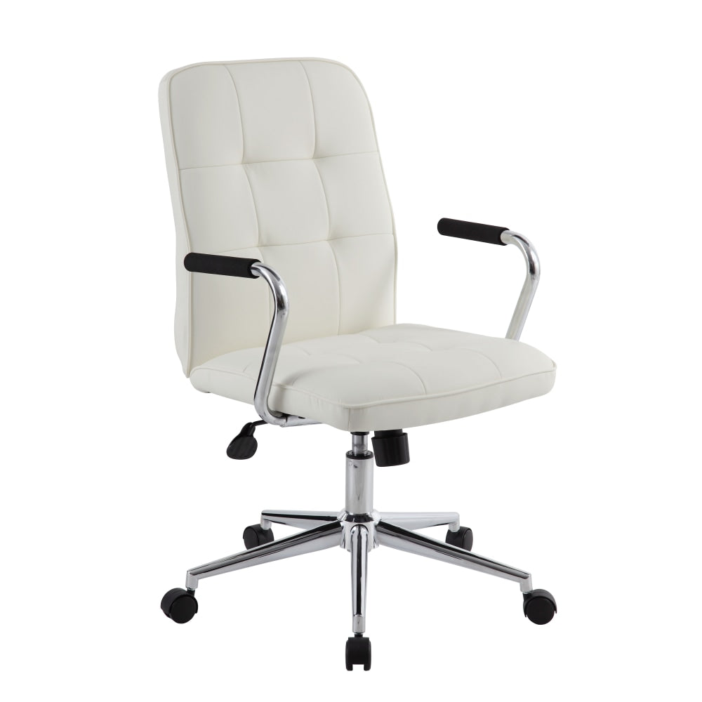Boss Office Products Modern Mid-Back Task Chair, White/Chrome