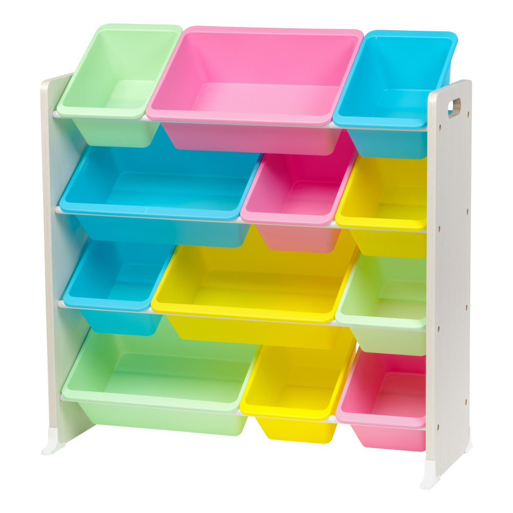 IRIS 4-Tier Storage Bin Organizer Rack, 35-1/4inH x 34inW x 13-3/4inD, Pastel Multicolor
