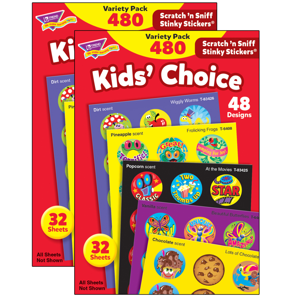 Trend Stinky Stickers, Kids Choice, 480 Stickers Per Pack, Set Of 2 Packs