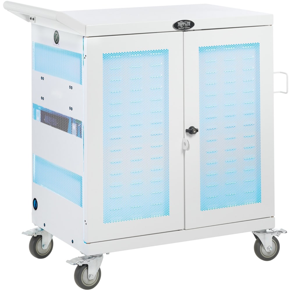 Tripp Lite Safe-IT UV Sanitizing Charging Cart 32-Port USB Antimicrobial for iPad and Android Tablet White - Cart (sync, charge and UV clean) - for 32 tablets - lockable - medical - steel - white