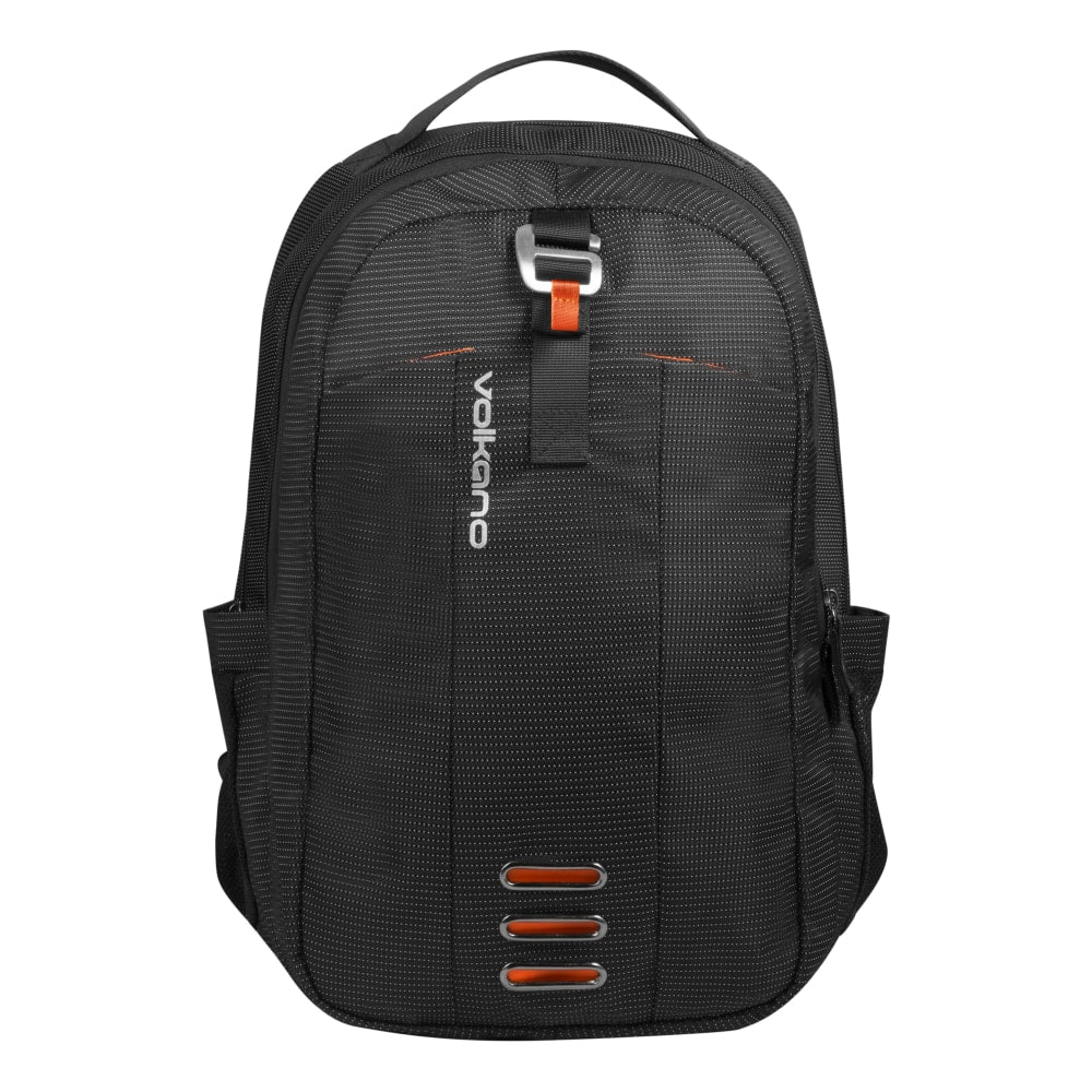 Volkano Latitude Backpack With 15.6in Laptop Compartment, Black/Orange