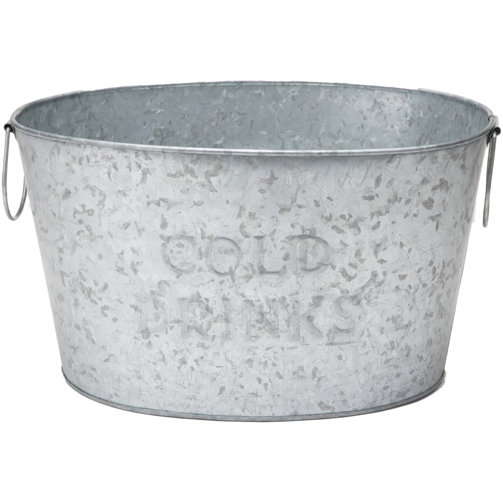 Mind Reader Small Round Beverage Tub, 9-1/2inH x 17inW x 12inD, Silver