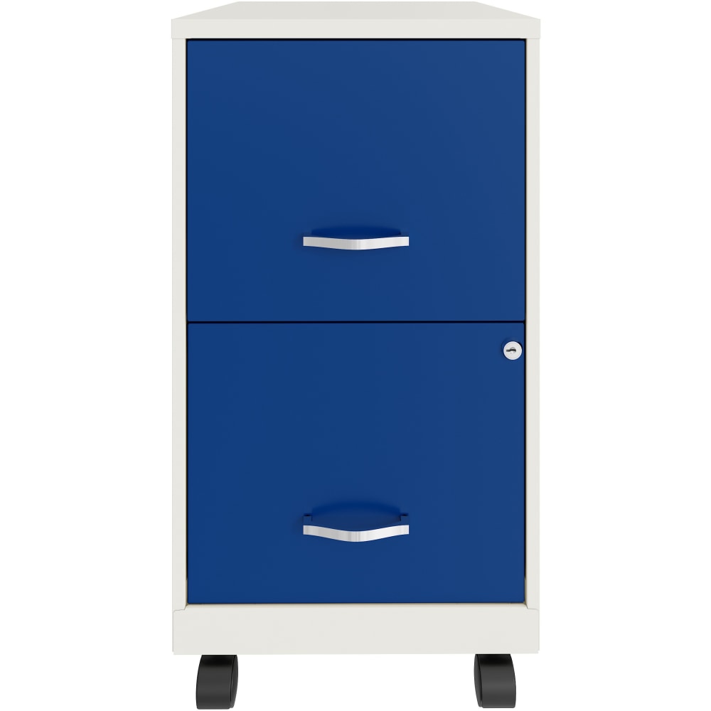 Realspace SOHO Smart 18inD Vertical 2-Drawer Mobile File Cabinet, White/Blue