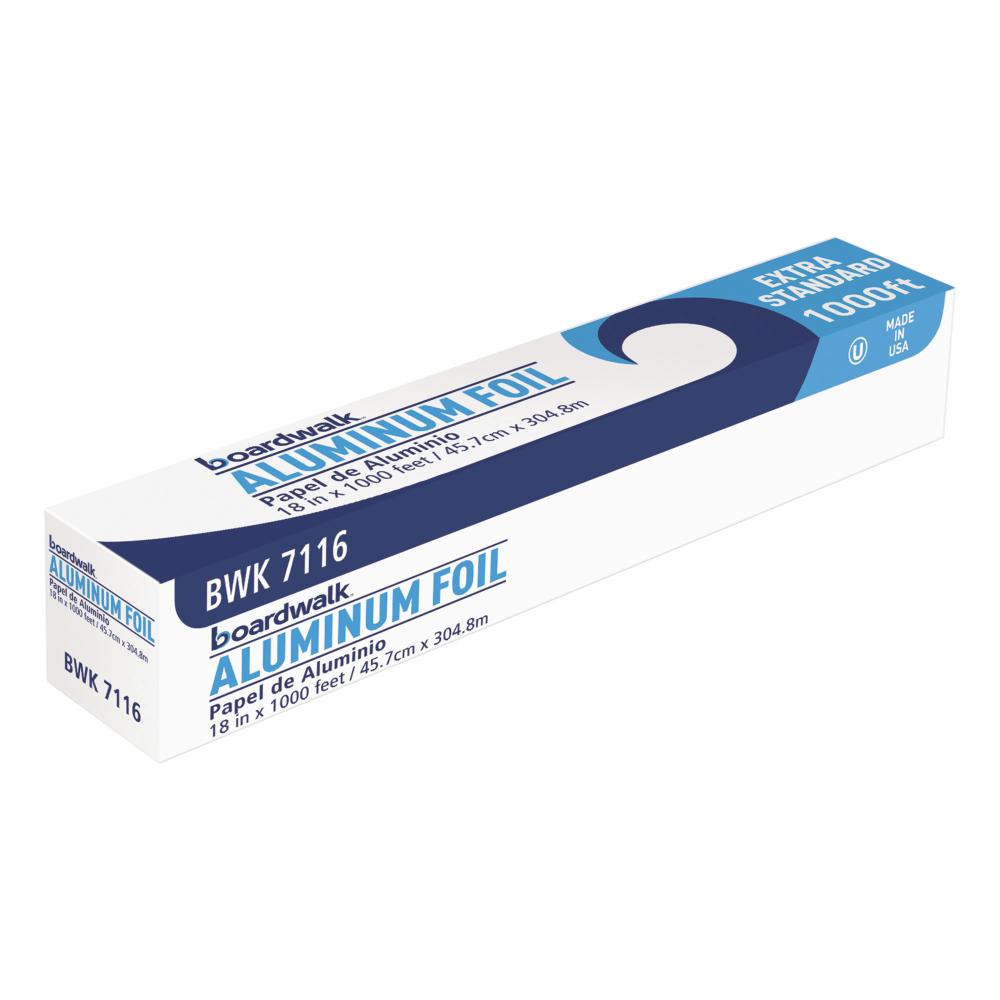Boardwalk Premium Quality Aluminum Foil Roll, 18in x 1,000ft, Silver
