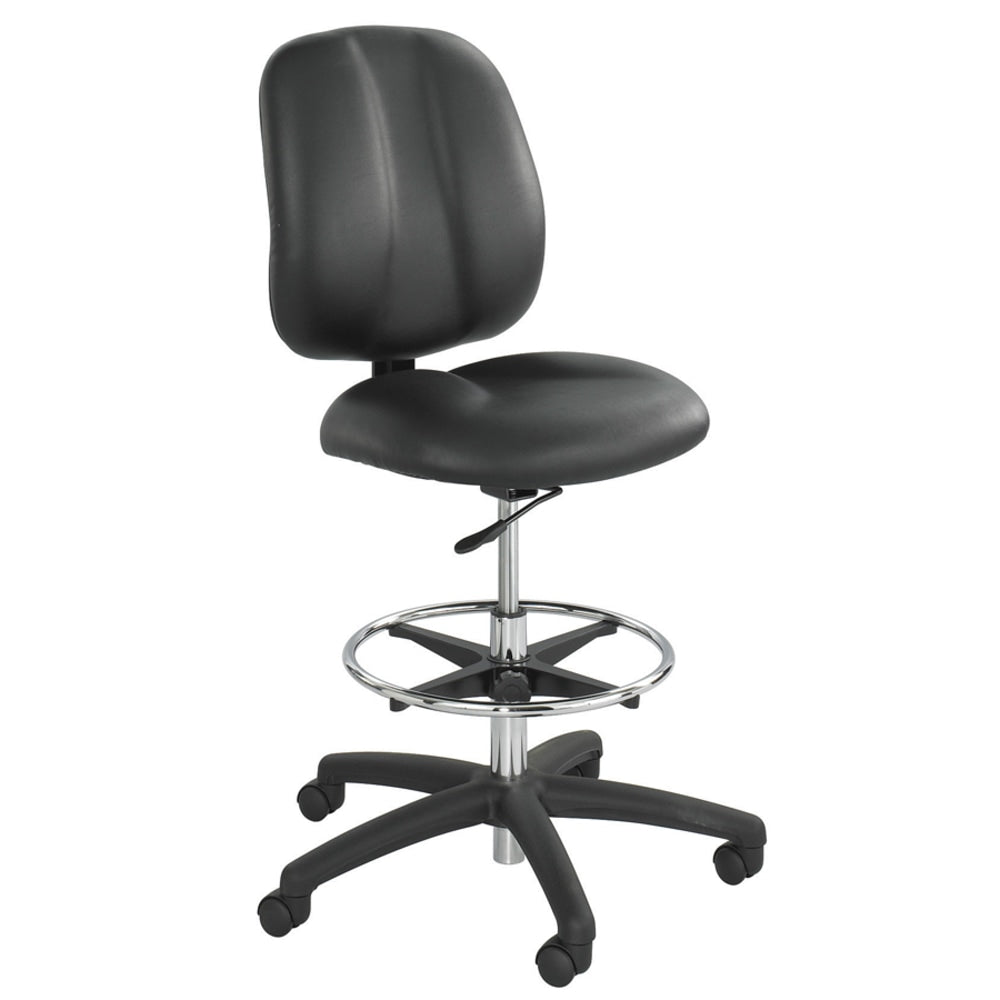 Safco Apprentice II Extended-Height Vinyl Chair, Black/Chrome