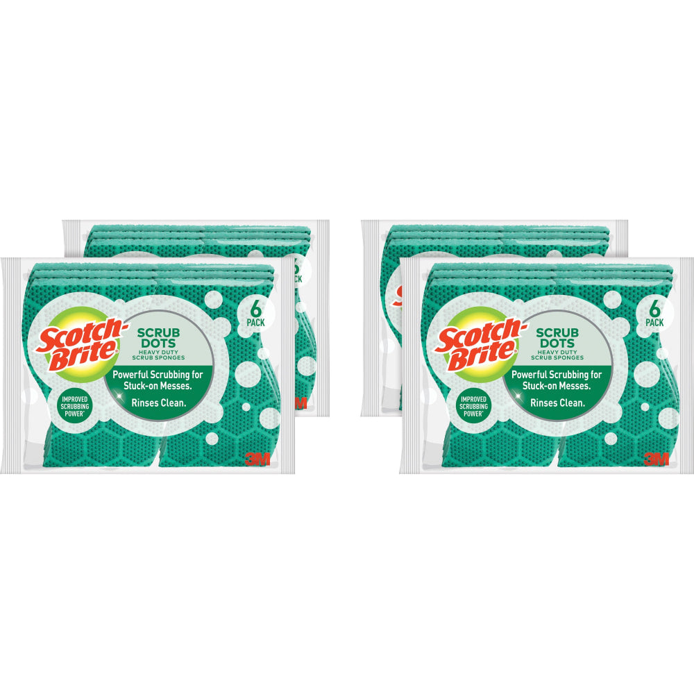 Scotch-Brite Scrub Dots Heavy-duty Scrub Sponge - 2.5in Height x 6.2in Width x 4.7in Depth - 24/Carton - Green