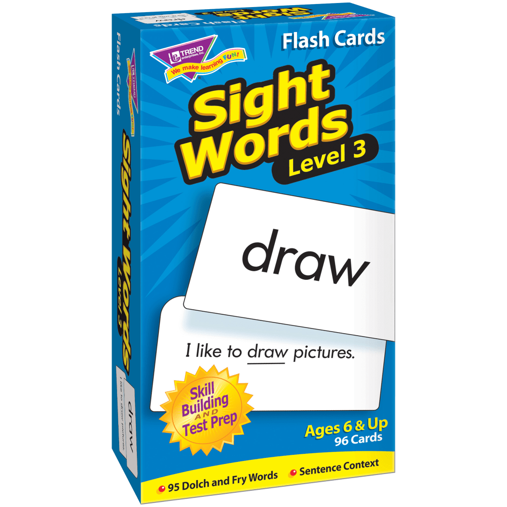 TREND Sight Words Skill Drill Flash Cards, Level 3, 6in x 3in, Grades 3-4, Pack Of 96