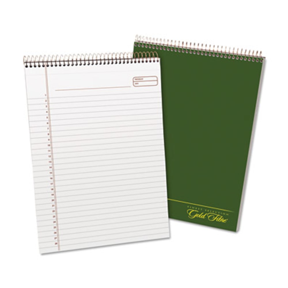 Ampad Gold Fibre Classic Wirebound Legal Pads - 70 Sheets - Wire Bound - 0.34in Ruled - 20 lb Basis Weight - 8 1/2in x 11 3/4in - White Paper - Classic Green Cover - Micro Perforated, Stiff-back, Chipboard Backing - 1 Each