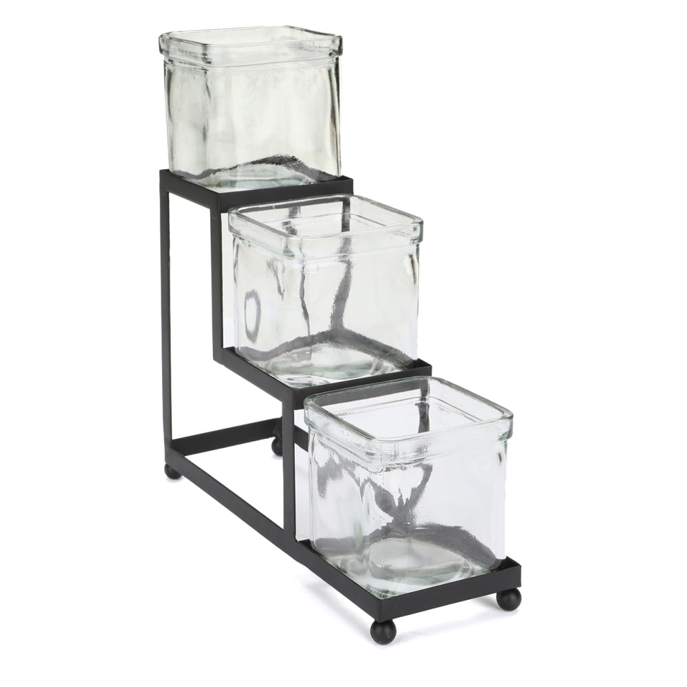 Mind Reader 3-Tier Condiment Server Jar Stand, 9-7/16inH x 3-1/16inW x 9-1/8inD, Black