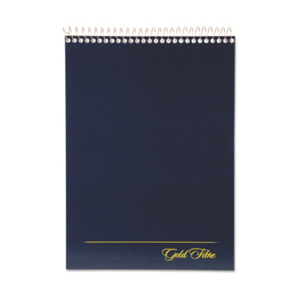 Ampad Gold Fibre Wirebound Legal Pad - 70 Sheets - Wire Bound - 20 lb Basis Weight - 8 1/2in x 11 3/4in - 8.50in x 0.4in x 12.3in - White Paper - Navy Cover - Micro Perforated, Easy Tear, Rigid, Chipboard Backing, Numbered - 1 Each