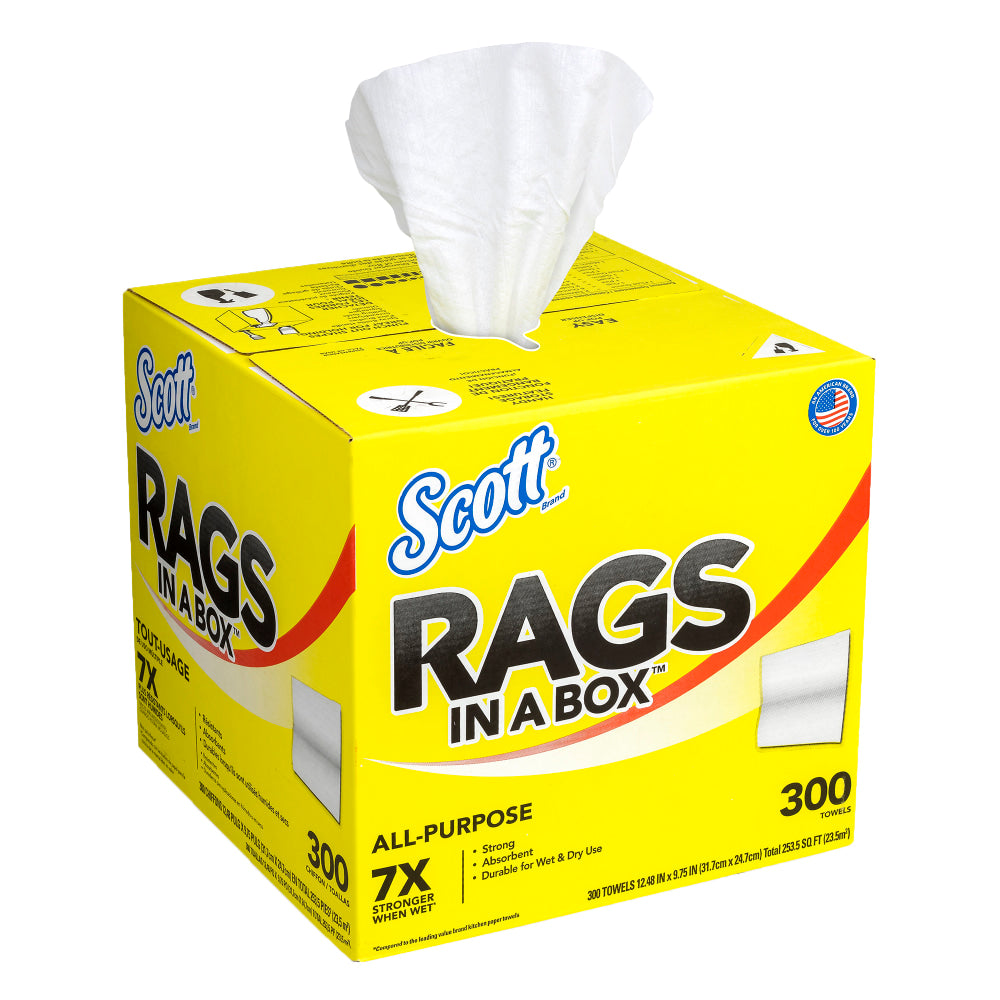 Scott Rags In A Box, 10-3/16in x 11in, Pack Of 300 Rags