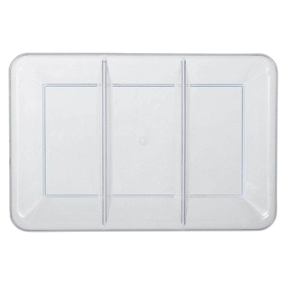 Amscan Plastic Rectangular Sectional Trays, 9in x 14-1/4in, Clear, Pack Of 5 Trays