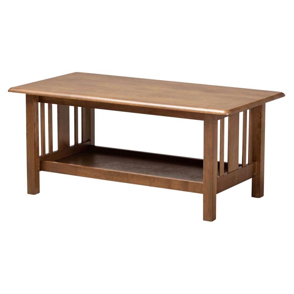 Baxton Studio Transitional Mission Coffee Table, 17-9/16inH x 41inW x 20-7/8inD, Walnut Brown