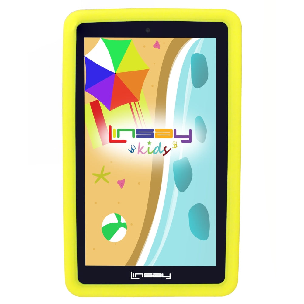 Linsay 7in Tablet, 2GB Memory, 64GB Storage, Android 13, Yellow Kids Case