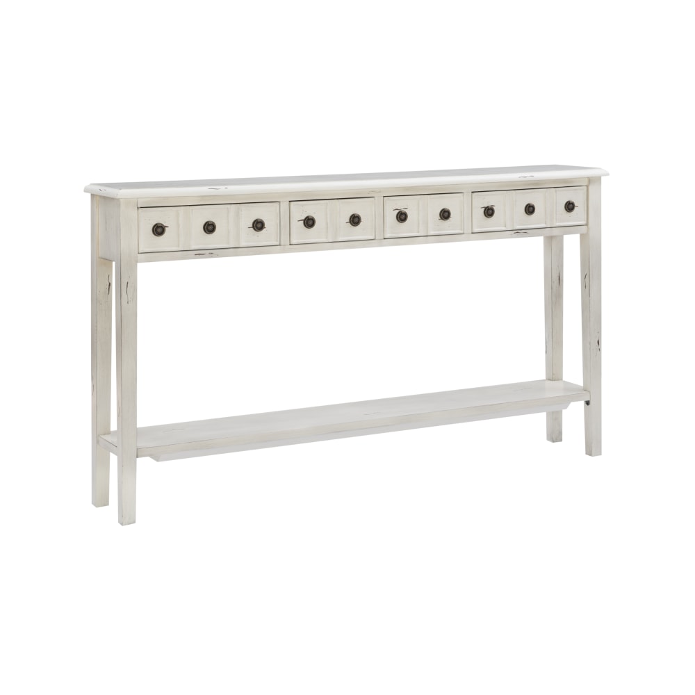 Powell Southam 4-Drawer Long Console Table, 35inH x 60inW x 10inD, Cream