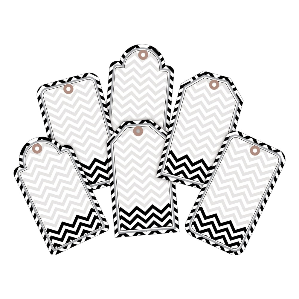 Barker Creek Accents, Double-Sided, Chevron Black/White, Pack Of 72