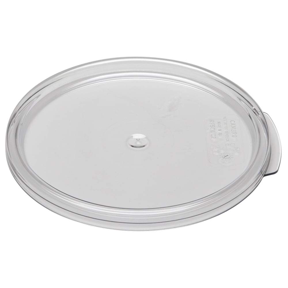 Cambro Camwear Round Food Storage Lids For 2- And 4-Qt Containers, Clear, Pack Of 12 Lids
