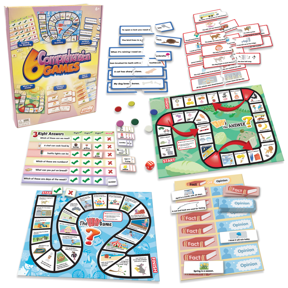 Junior Learning 6 Comprehension Games, Grades 2-6