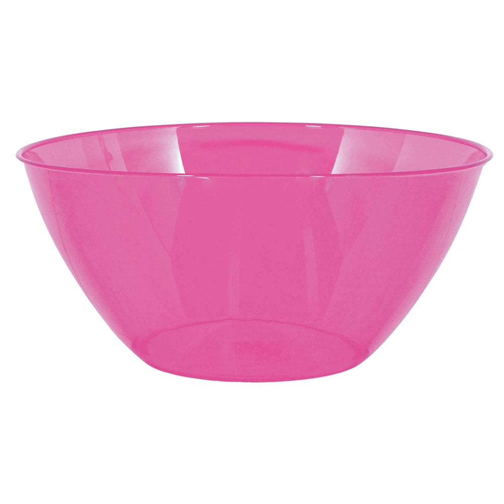 Amscan 2-Quart Plastic Bowls, 3-3/4in x 8-1/2in, Bright Pink, Set Of 8 Bowls