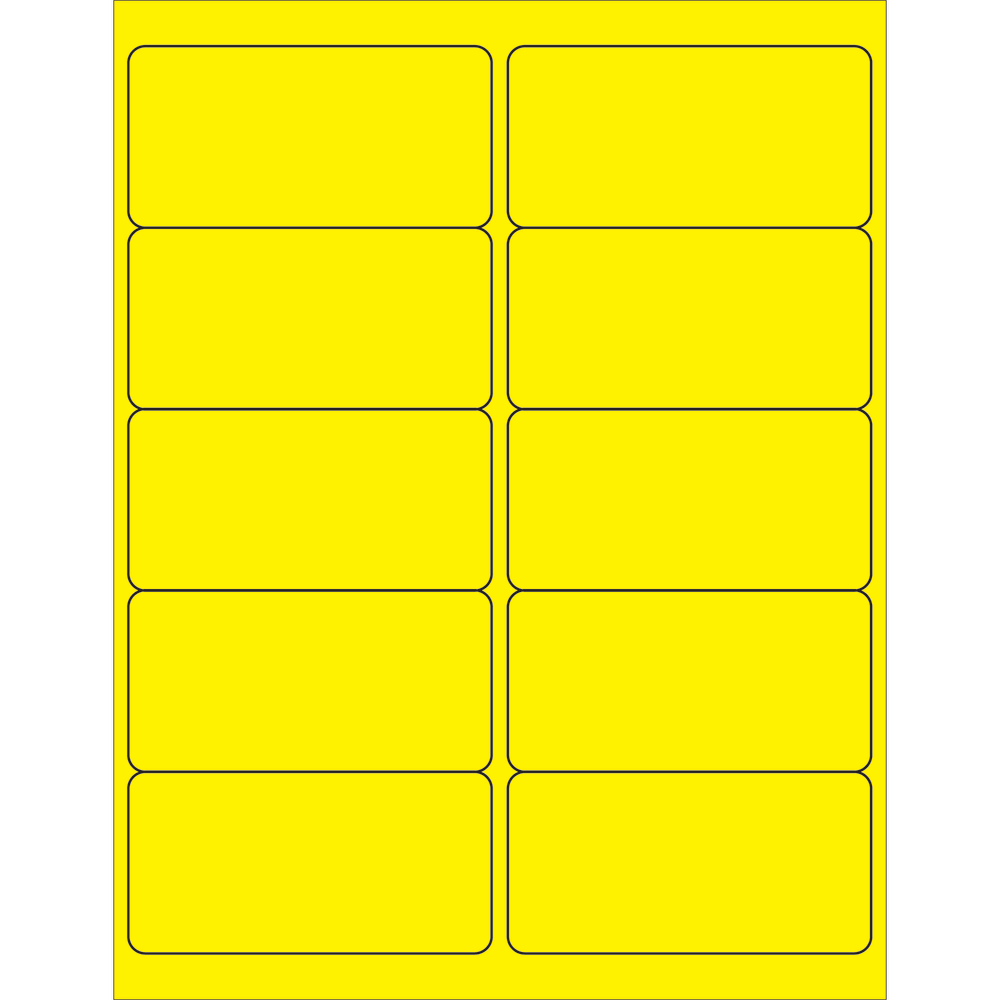 Tape Logic Permanent Labels, LL178YE, Rectangle, 4in x 2in, Fluorescent Yellow, Case Of 1,000