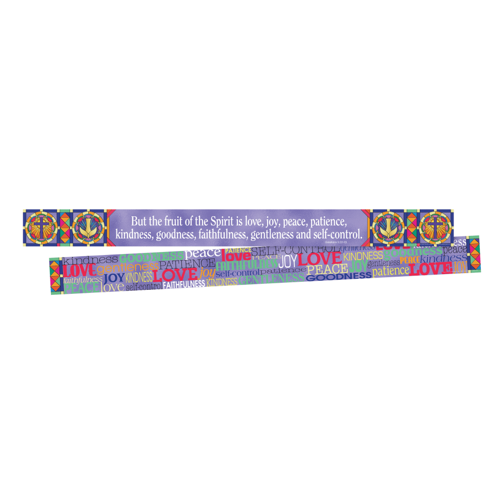 Barker Creek Double-Sided Border Strips, 3in x 35in, Fruit Of The Spirit, Set Of 24