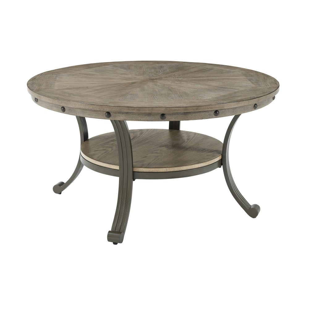 Powell Vinessa Round Coffee Table, 19inH x 36inW x 36inD, Gray/Pewter