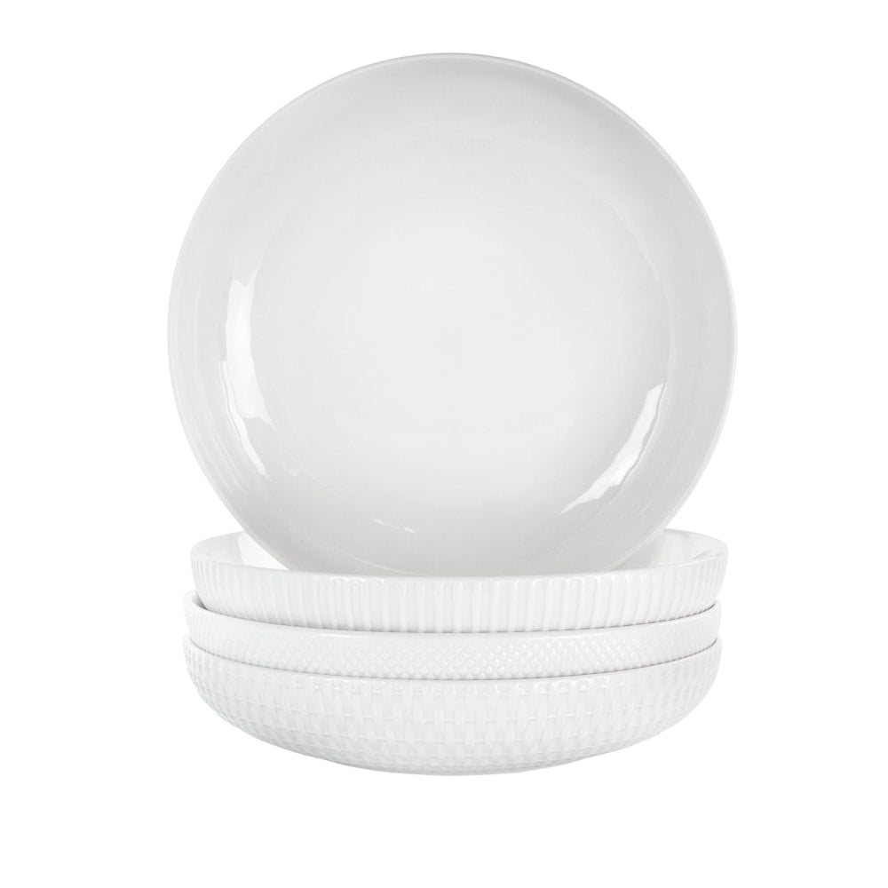 Elama Esme Porcelain Serving Bowls, 9in, White, Set Of 4 Bowls