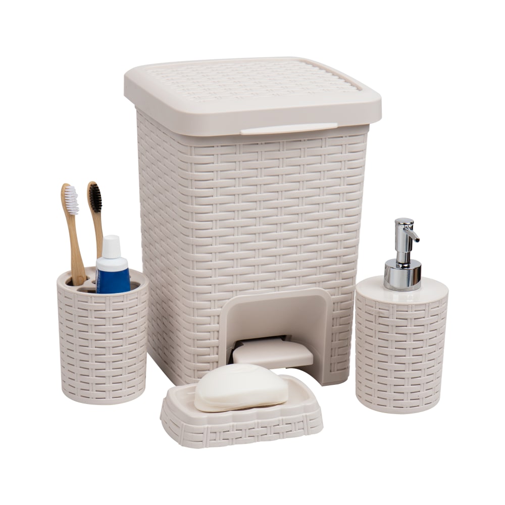 Mind Reader Basket Collection 4-Piece Bathroom Set, Ivory