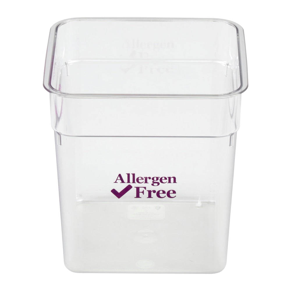 Cambro Camwear 8-Quart CamSquare Storage Containers, Allergen-Free Purple, Set Of 6 Containers