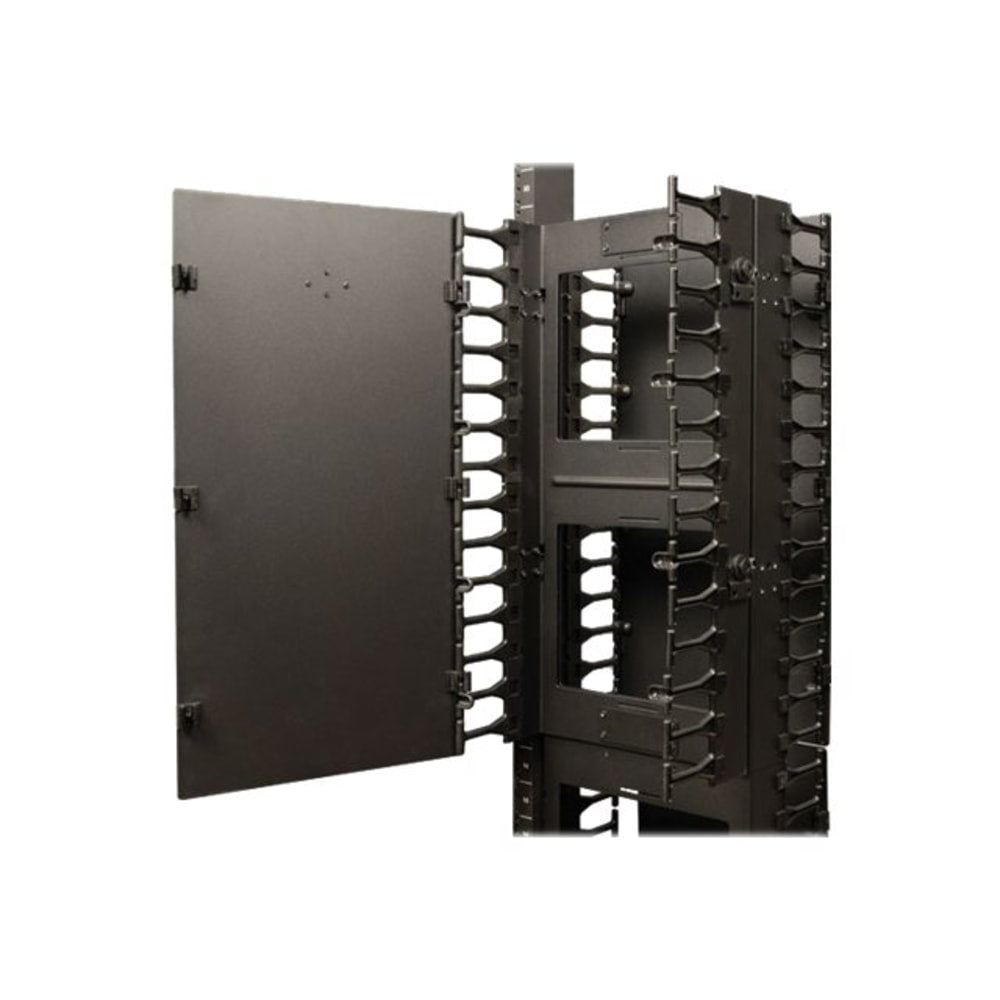 Tripp Lite Open Frame Rack 6ft Vertical Cable Manager 12in Wide - Rack cable management duct with cover - black